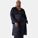 lola silk nightdress & tuxedo pant set in noire