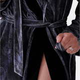 josephine silk velvet short robe in perle noire
