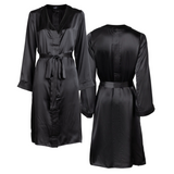 lola silk nightdress & tuxedo pant set in noire