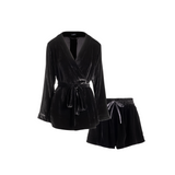 josephine velvet short robe & tap short in noire