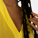 donna silk chiffon shirt dress in chartreuse