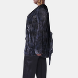 josephine silk velvet short robe in perle noire