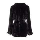 josephine silk velvet short robe in noire