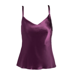 lola silk camisole in aubergine