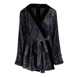 josephine silk velvet short robe in perle noire