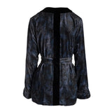 josephine silk velvet short robe in perle noire