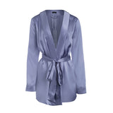 lola silk short robe & donna silk chiffon short in periwinkle
