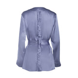 lola silk short robe & donna silk chiffon short in periwinkle