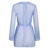 donna silk chiffon shirt dress & short in periwinkle blue