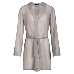 donna silk chiffon shirt dress in argento