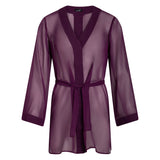 donna silk chiffon shirt dress & tap short in aubergine