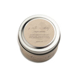 Candle jar with a metallic lid on a white background