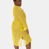 donna silk chiffon nightdress in chartreuse