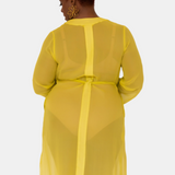 donna silk chiffon nightdress in chartreuse
