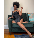 lola silk chemise in noire