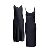 donna silk chiffon nightdress & lola silk chemise set in noire