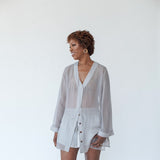 donna silk chiffon shirt dress & lola silk short in argento