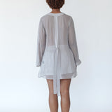 donna silk chiffon shirt dress & lola silk short in argento