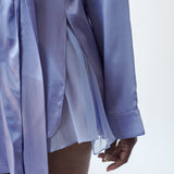 lola silk short robe & donna silk chiffon short in periwinkle