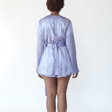lola silk short robe & donna silk chiffon short in periwinkle