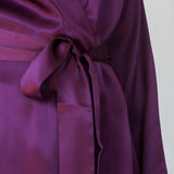 lola silk short robe in aubergine
