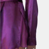 lola silk short robe & donna silk chiffon short in aubergine
