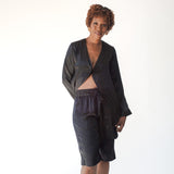lola silk shirt dress & bermuda short in noire