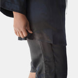lola silk shirt dress & bermuda short in noire