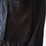 lola cropped silk sleep shirt & bermuda short set in noire