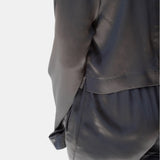 lola cropped silk sleep shirt & bermuda short set in noire