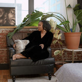 josephine silk velvet tuxedo pant in noire