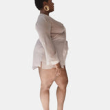 donna silk chiffon shirt dress & tap short in blush