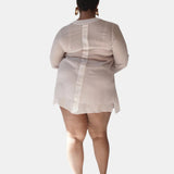 donna silk chiffon shirt dress & tap short in blush