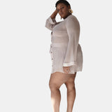 donna silk chiffon shirt dress & tap short in blush