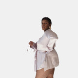 lola silk short robe & donna silk chiffon short in blush