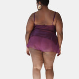 donna silk chiffon short in aubergine