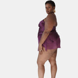 donna silk chiffon short in aubergine