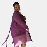 donna silk chiffon night dress in aubergine