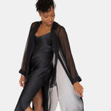donna silk chiffon nightdress & lola silk chemise set in noire