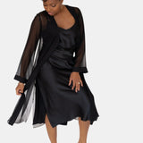donna silk chiffon nightdress & lola silk chemise set in noire