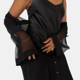 donna silk chiffon nightdress & lola silk chemise set in noire