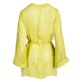 made from silk chiffon, this hidden button front shirt dress can be worn as a robe, blouse, or shirtdress, in and outside of the boudoir belt loop is subtly and discretely hidden behind the back placket complete with resting pockets wear with a je mérite coordinating bottom or chemise soft collar v-neck neckline subtle slits at sides sensual fit mini length 100% silk chiffon designed in new york city, new york made in new york city, new york size details - available in 0/2-20/22