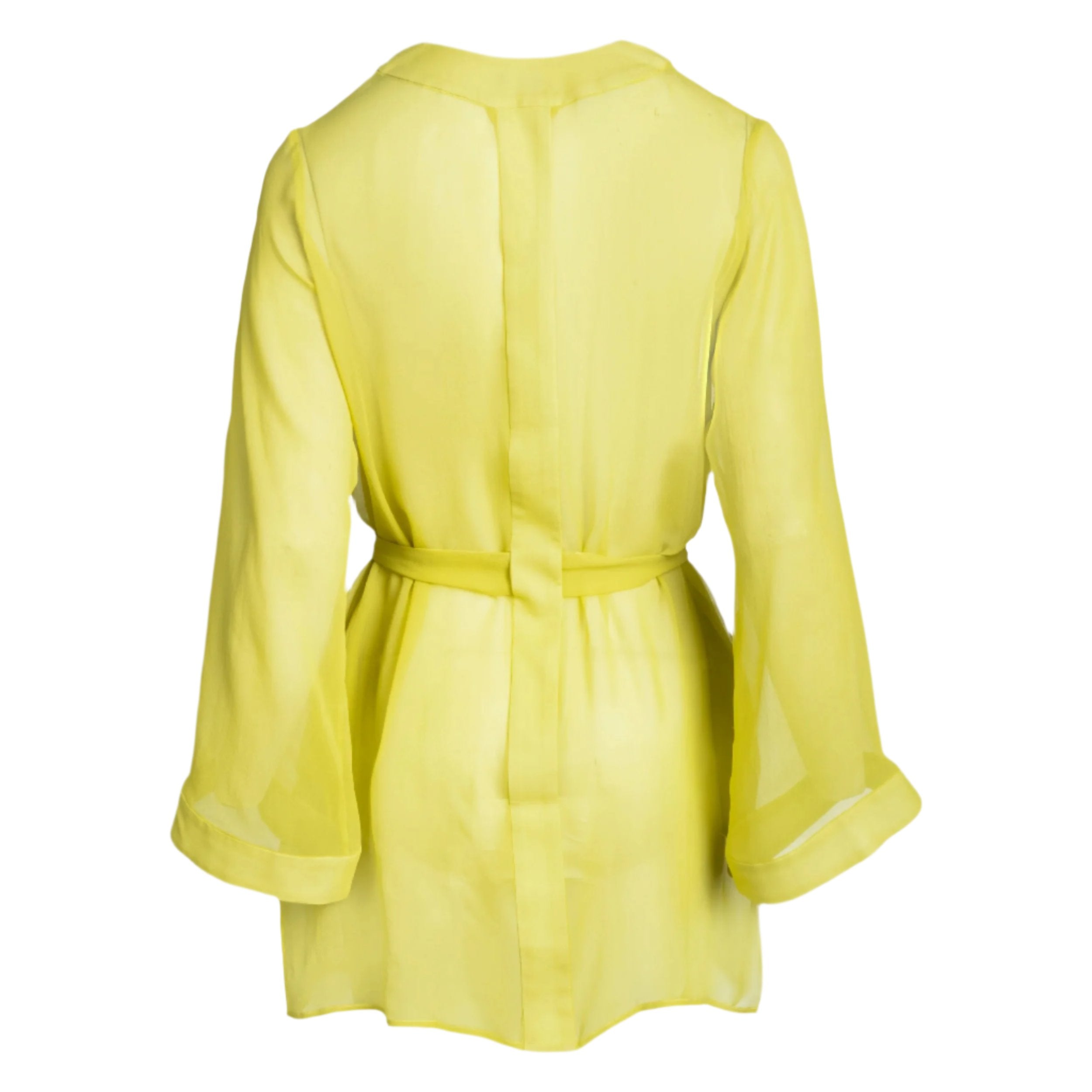made from silk chiffon, this hidden button front shirt dress can be worn as a robe, blouse, or shirtdress, in and outside of the boudoir belt loop is subtly and discretely hidden behind the back placket complete with resting pockets wear with a je mérite coordinating bottom or chemise soft collar v-neck neckline subtle slits at sides sensual fit mini length 100% silk chiffon designed in new york city, new york made in new york city, new york size details - available in 0/2-20/22