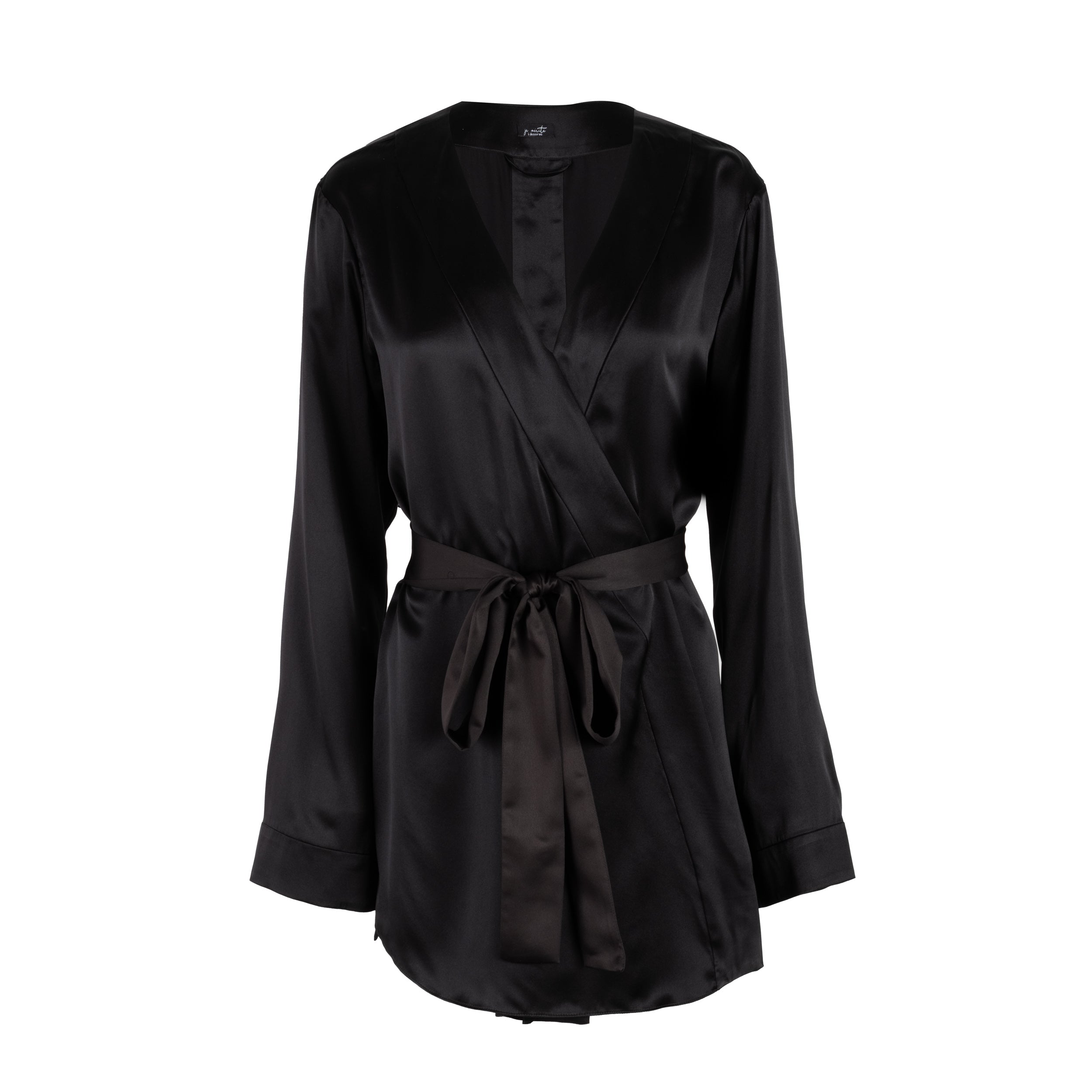 wear as a duster or a wrap robe wear as soft suiting, mini dress, blazer dress slits at either side for access to pockets made in the softest washed silk charmeuse wear barefoot, with a soft fuzzy slipper for a night in, or a strappy heel for a night on the town soft collar belt (removable at hidden back loop) relaxed fit mini length washed 100% silk charmeuse designed in new york city, new york made in new york city, new york size details - available in 0/2-20/22