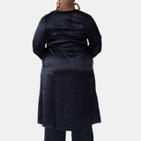 lola silk nightdress & tuxedo pant set in noire