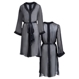 donna silk chiffon nightdress & lola silk chemise set in noire