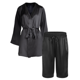 lola silk shirt dress & bermuda short in noire