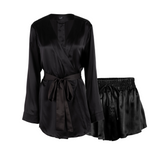 lola silk short robe & tap short in noire