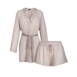 donna silk chiffon shirt dress & tap short in blush