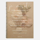 cover printed with logo and “i deserve” mantra written by our founder, tamara charese dimensions: 6.5" x 8.75" 80 black and white lined pages college ruled lay flat spiral binding